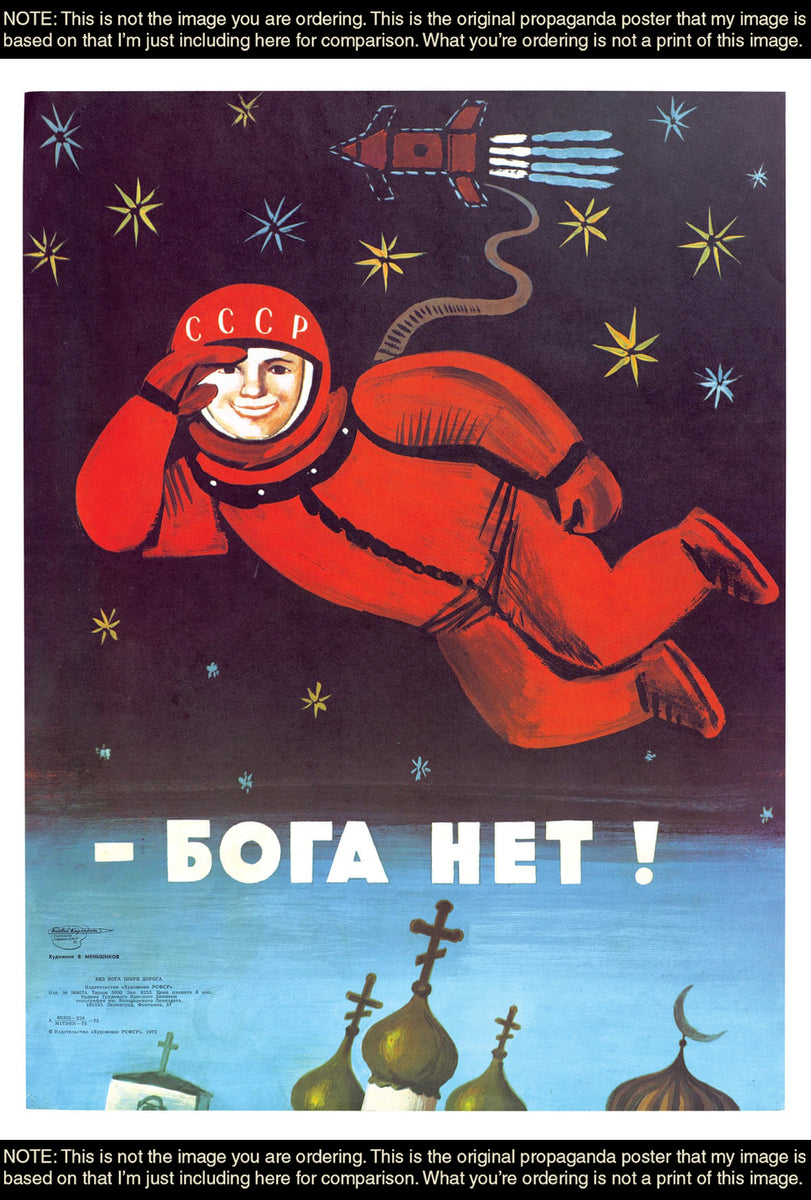 I See No God] Inverted Soviet Propaganda Series Print (12x18